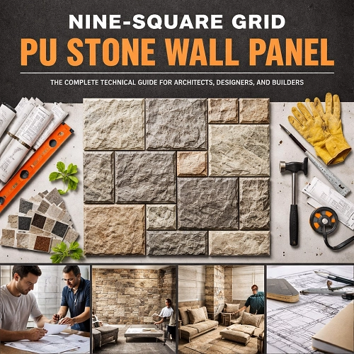 Nine-Square Grid PU Stone Wall Panel