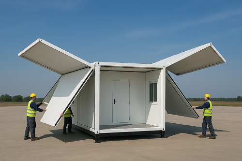 Installation Double Wing Folding House Container