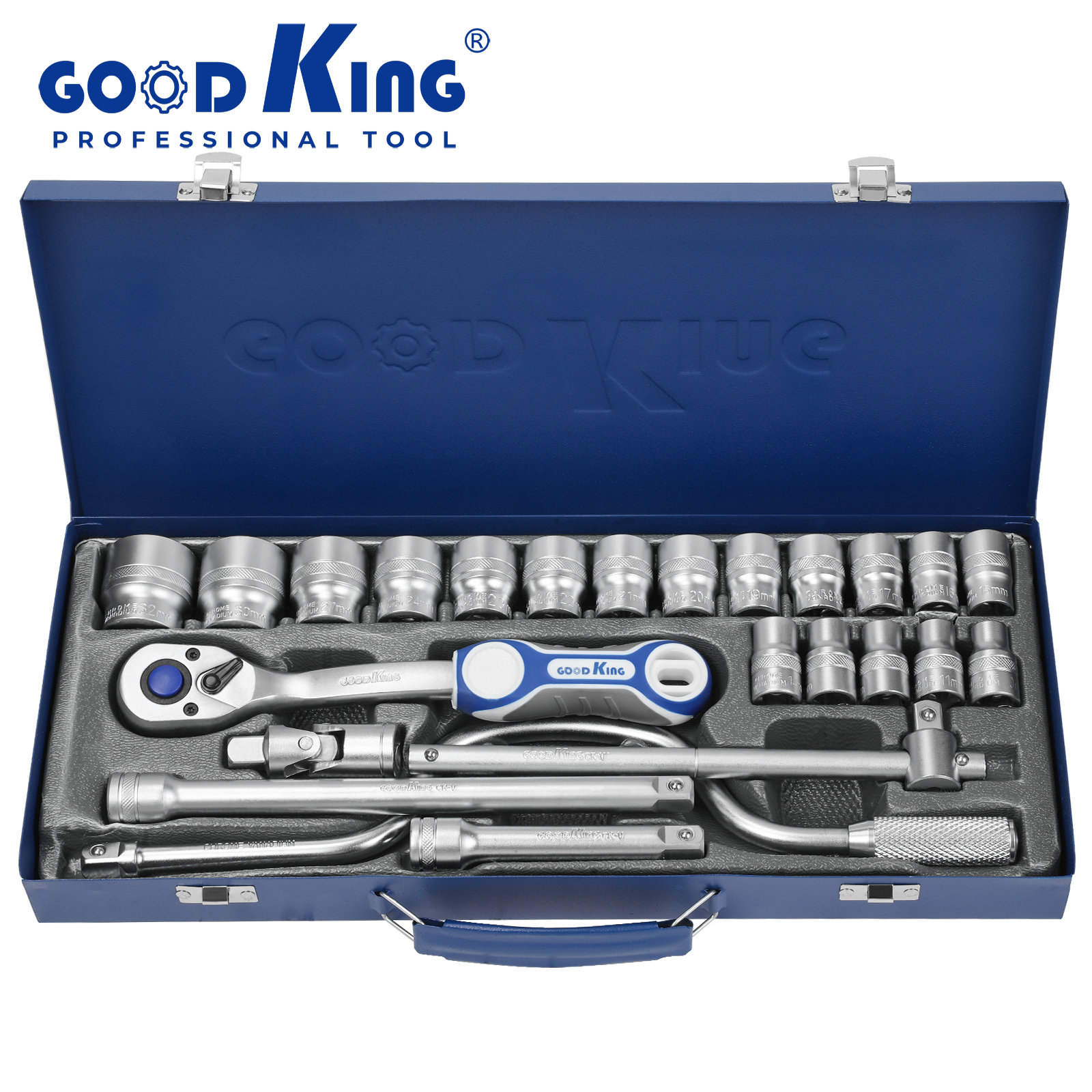 GOODKING-1/2"Drive Socket Set & Household Tool Sets 24 Pcs,CR-V Steel-12404