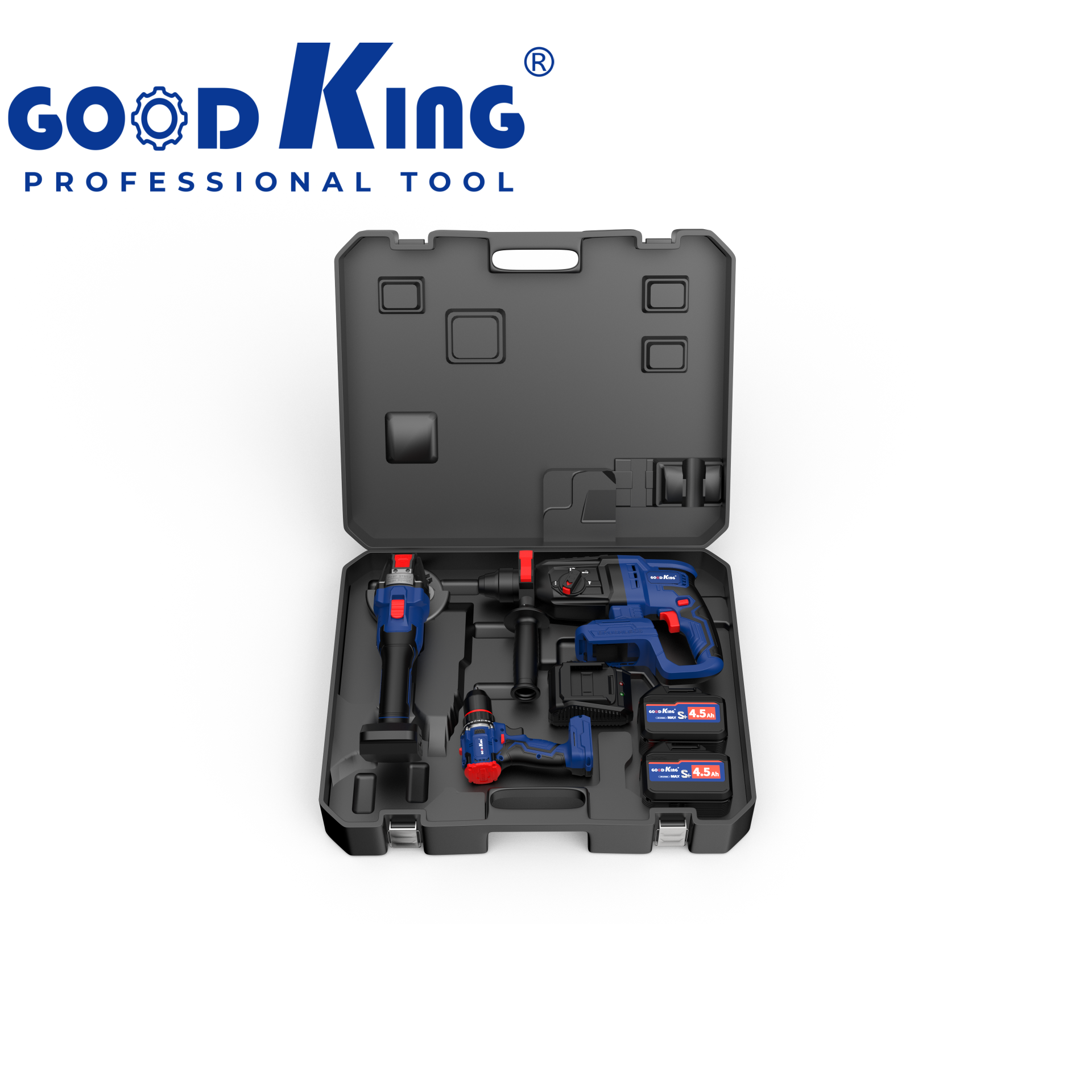 Goodking Custom-D Type MT Plug-20V Brushless Hammer, Angle Grinder, and Drill 3-in-1 Set 6.0AH [Two Batteries, One Charger] 61031