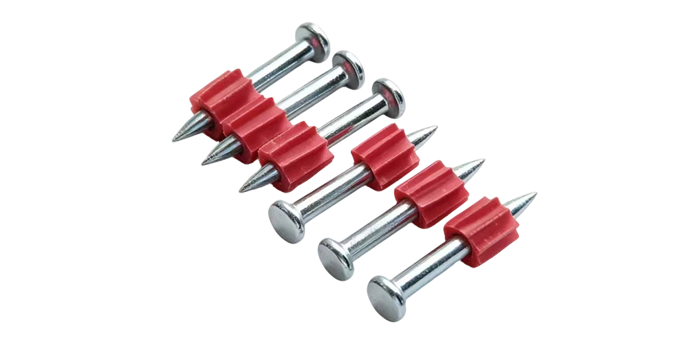Guaranteed Quality PD Drive Pins with Red Plastic Flutes and Smooth Shank Concrete Nails