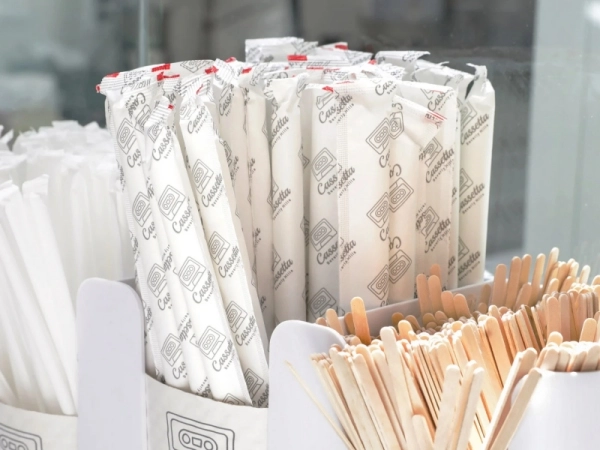 logos on straw wrapping paper