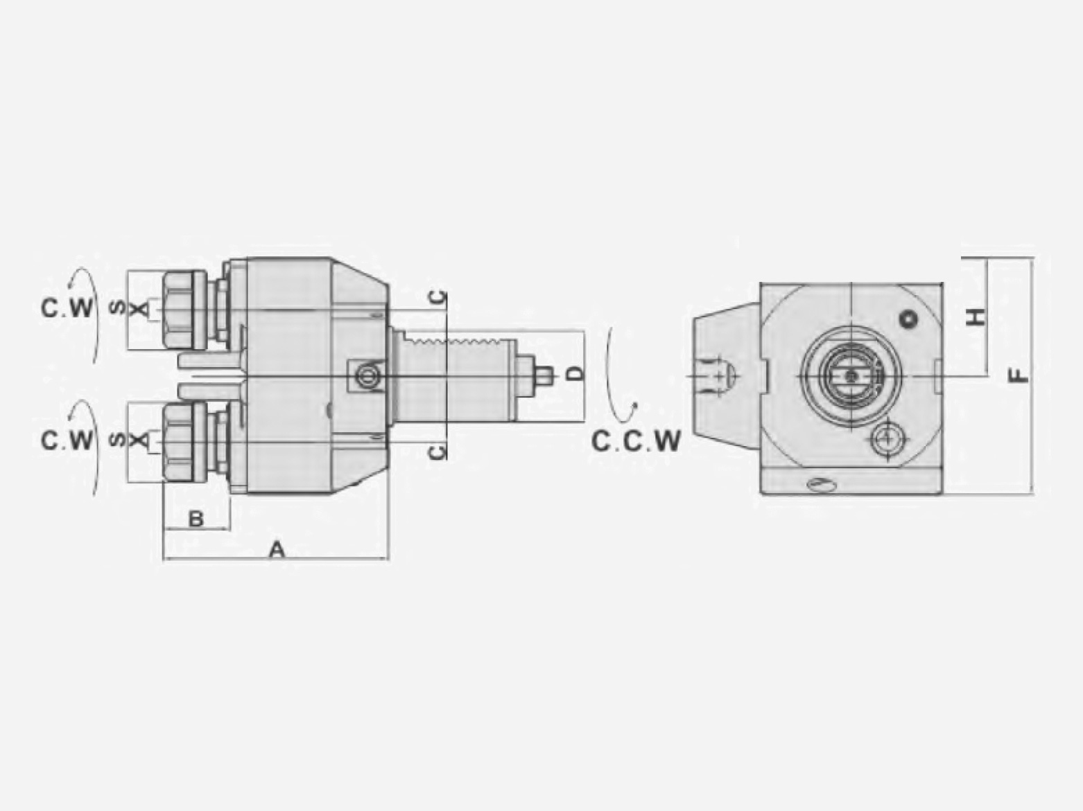 AXIAL DRILLING AND MILLING HEADS DOUBLE COLLETS ,Y OFFSET