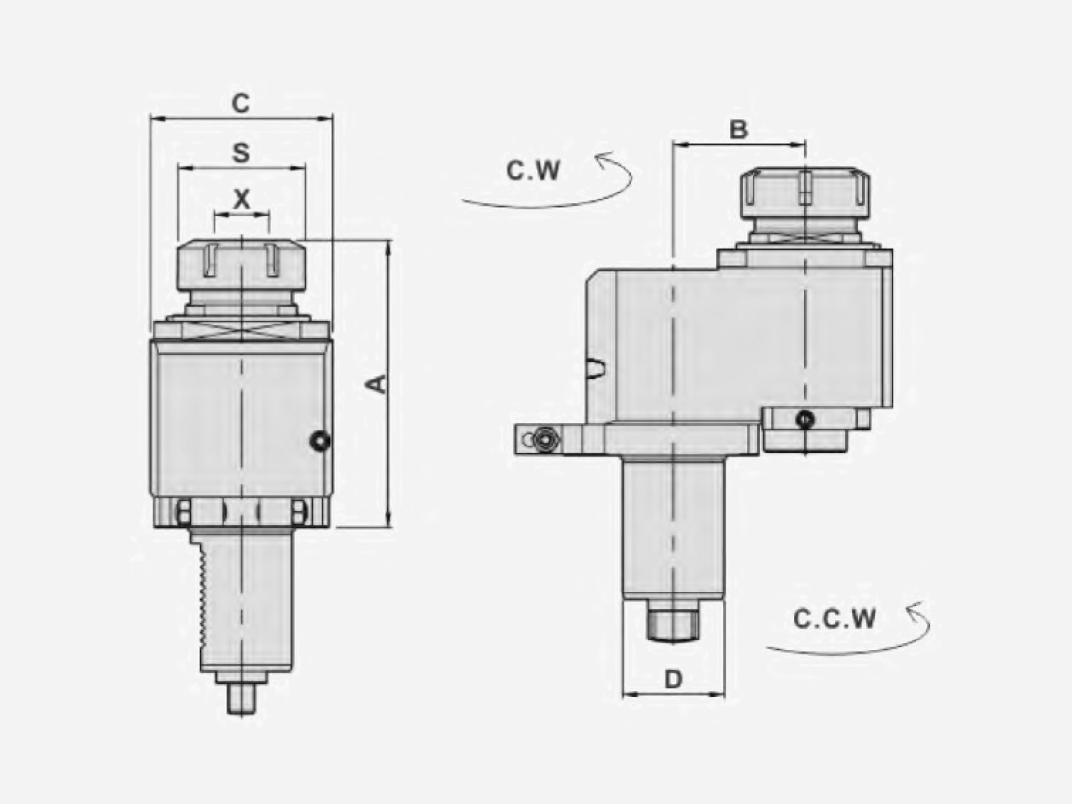 AXIAL DRILLING AND MILLING HEADS OFFSET