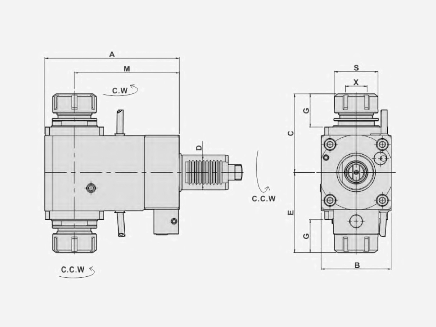 RADIAL DRILLING AND MILLING HEAD DOUBLE HEADS
