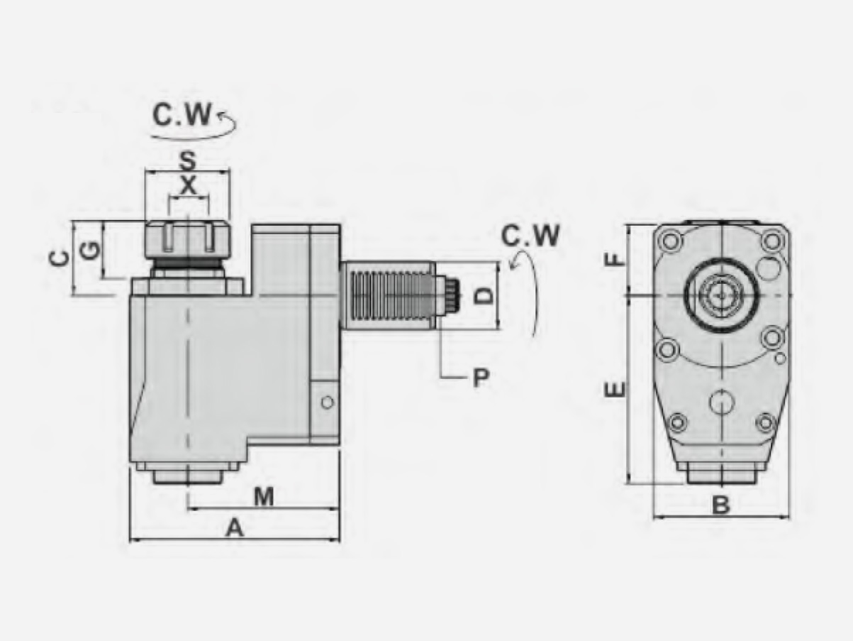 RADIAL DRILLING AND MILLING HEADS-SET BACK
