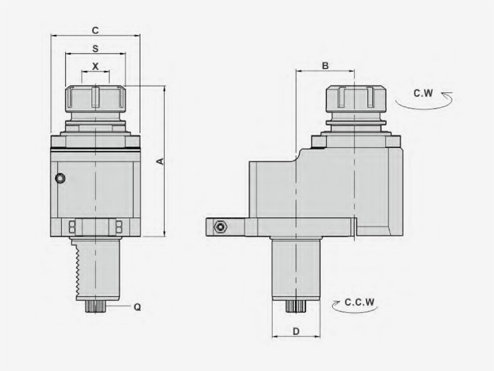 AXIAL DRILLING AND MILLING HEADS OFFSET
