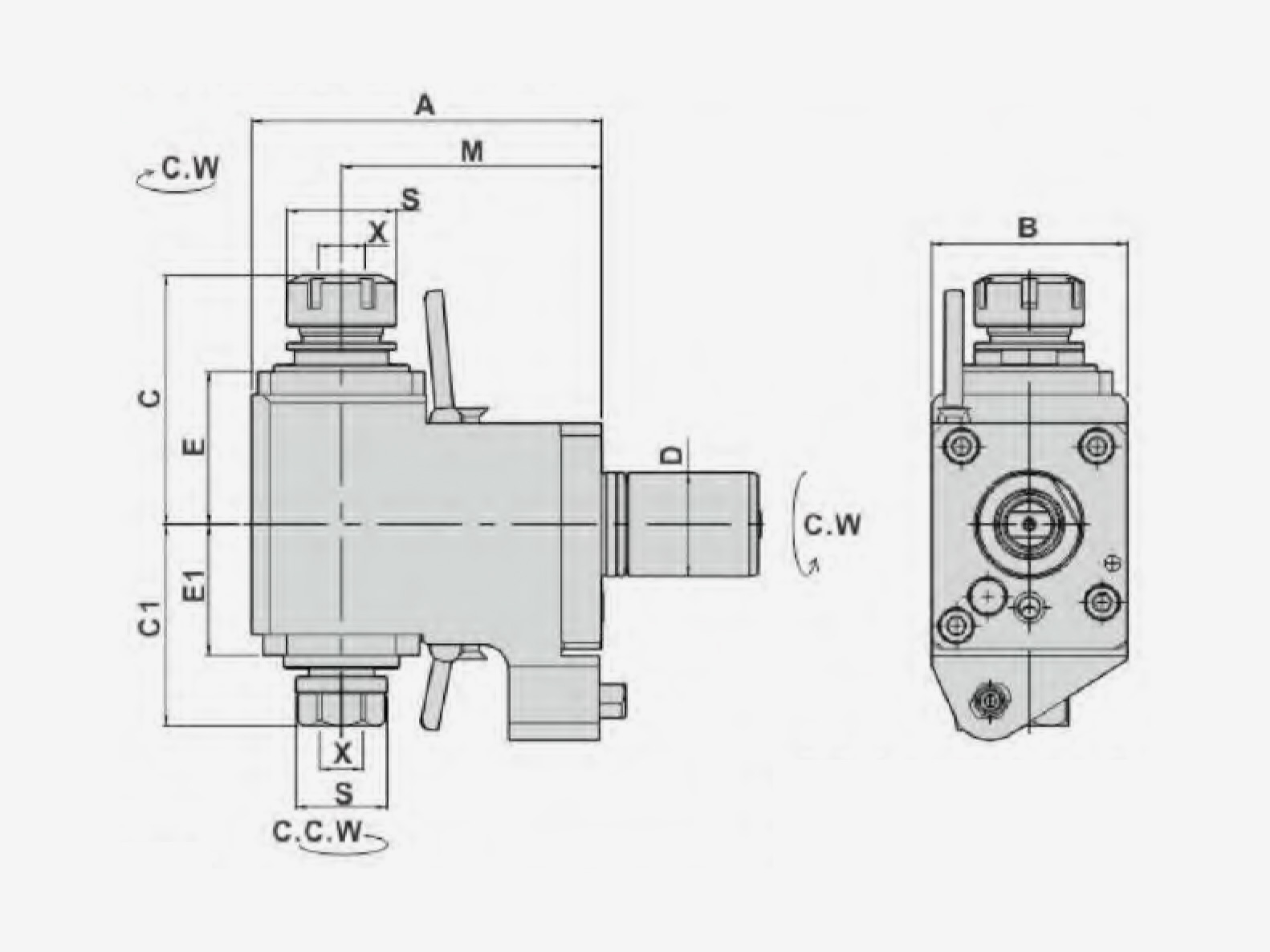 H TYPE MILLING AND DRILLING HEAD FOR MAIN SPINDLE