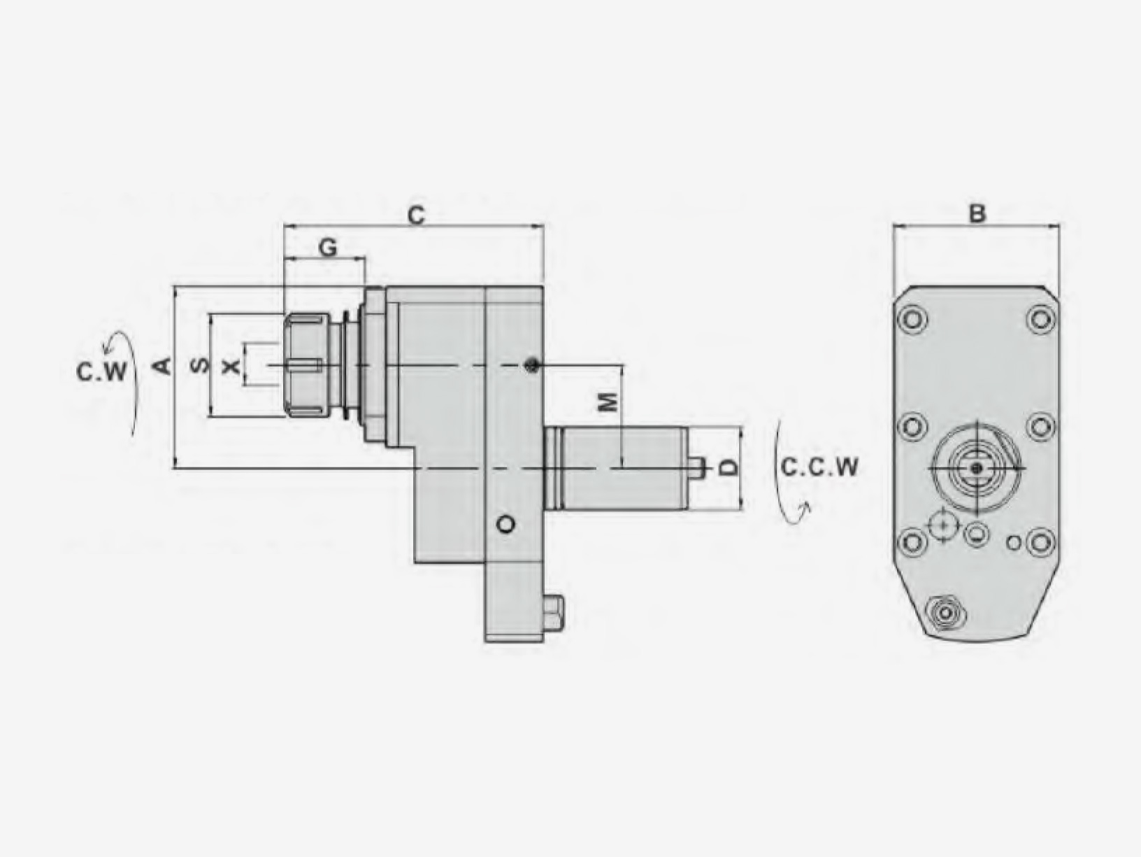 V TYPE MILLING AND DRILLING HEAD OFFSET