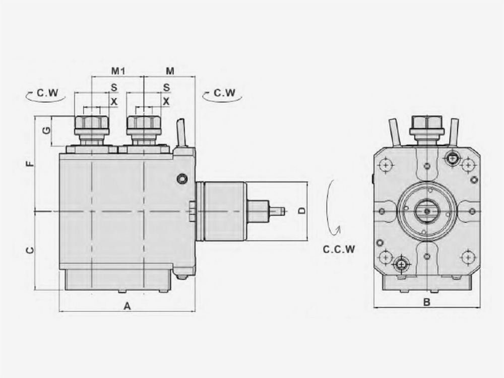 RADIAL MILLING AND DRILLING HEAD DOUBLE HEAD