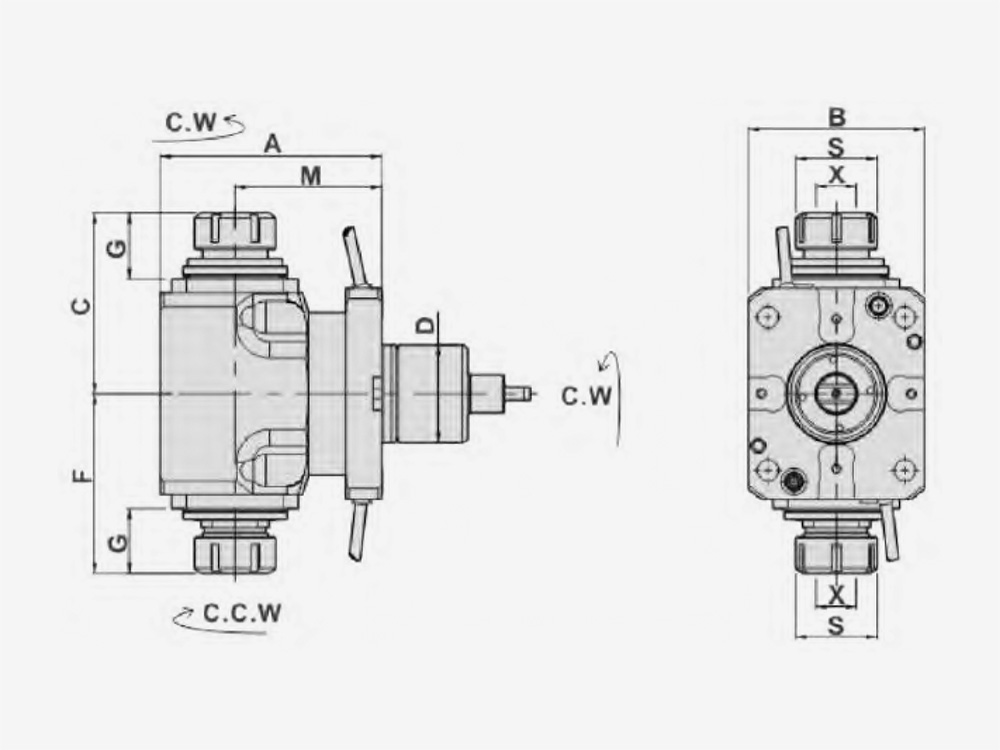 RADIAL MILLING AND DRILLING HEAD DOUBLE HEADS