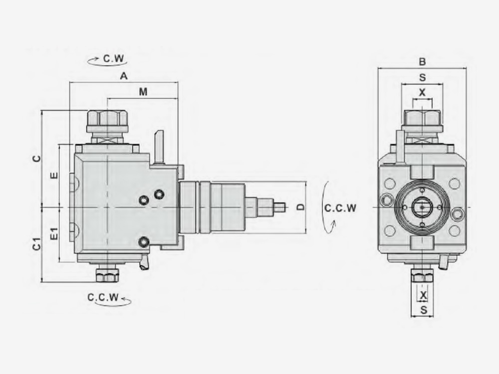 RADIAL MILLING AND DRILLING HEAD DOUBLE HEADS