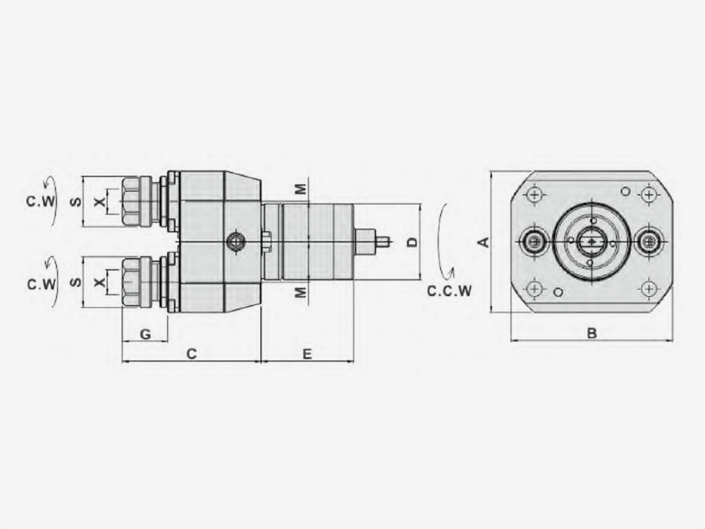 AXIAL MILLING AND DRILLING HEAD DOUBLE HEAD,Y OFFSET