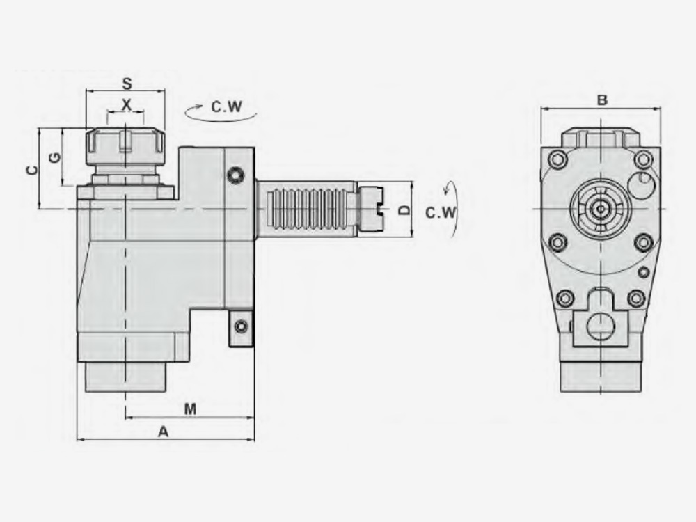 RADIAL MILLING AND DRILLING HEAD OFFSET