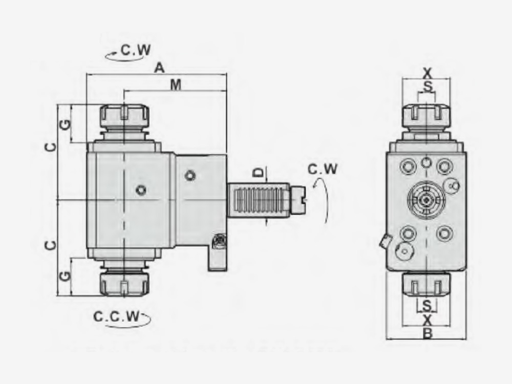 RADIAL DRILLING AND MILLING HEAD DOUBLE HEADS