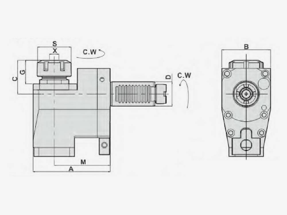 RADIAL MILLING AND DRILLING HEAD OFFSET