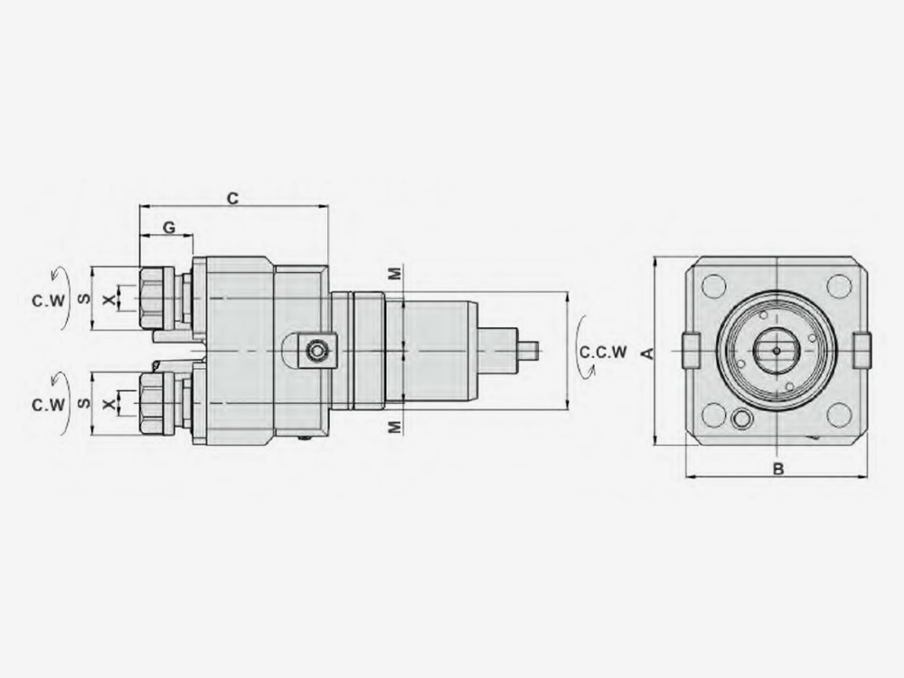 AXIAL MILLING AND DRILLING HEAD DOUBLE HEADSY OFFSET