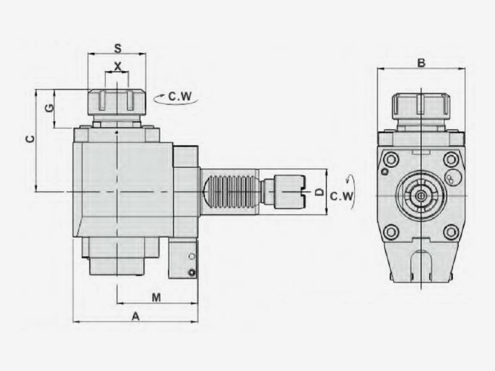 RADIAL MILLING AND DRILLING HEAD OFFSET