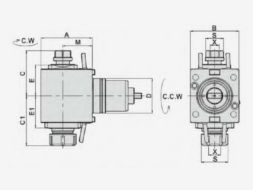 RADIAL MILLING AND DRILLING HEAD DOUBLE HEADS