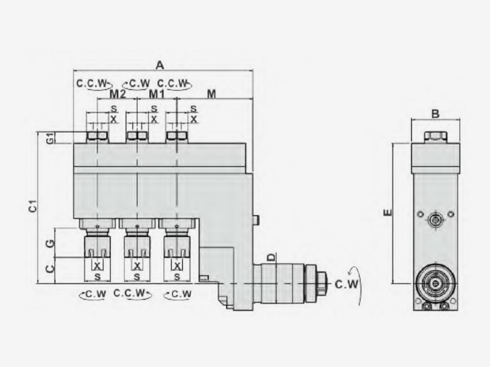 DRILLING AND MILLING HEAD MULTI HEADS-OFFSET Main Tool Post/Sub Tool Post-End Surface Machining