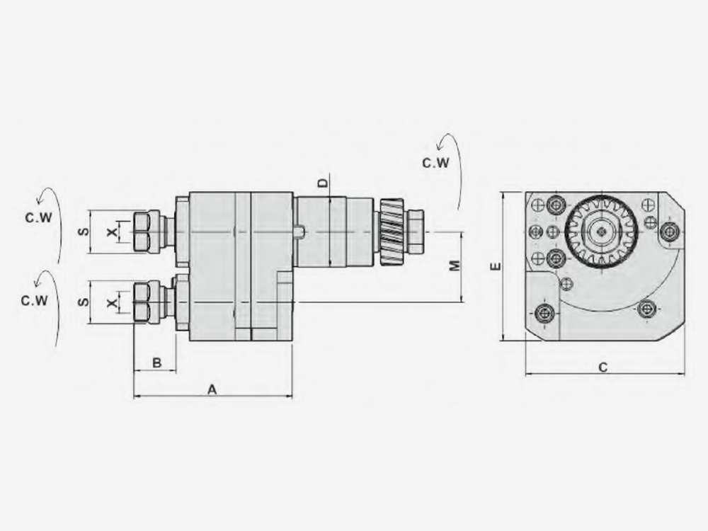 MILLING AND DRILLING HEAD DOUBLE HEADS-OFFSET Main Tool Post-Radius Machining