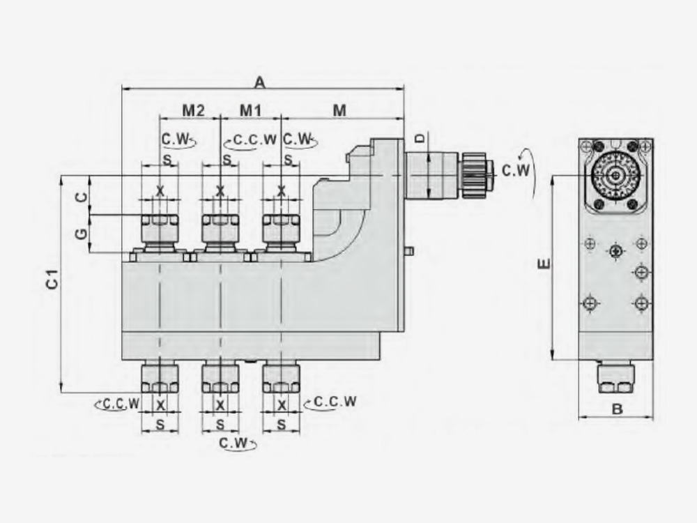 MILLING AND DRILLING HEAD MULTI HEADS-OFFSET Main Tool Post-End Surface Machining