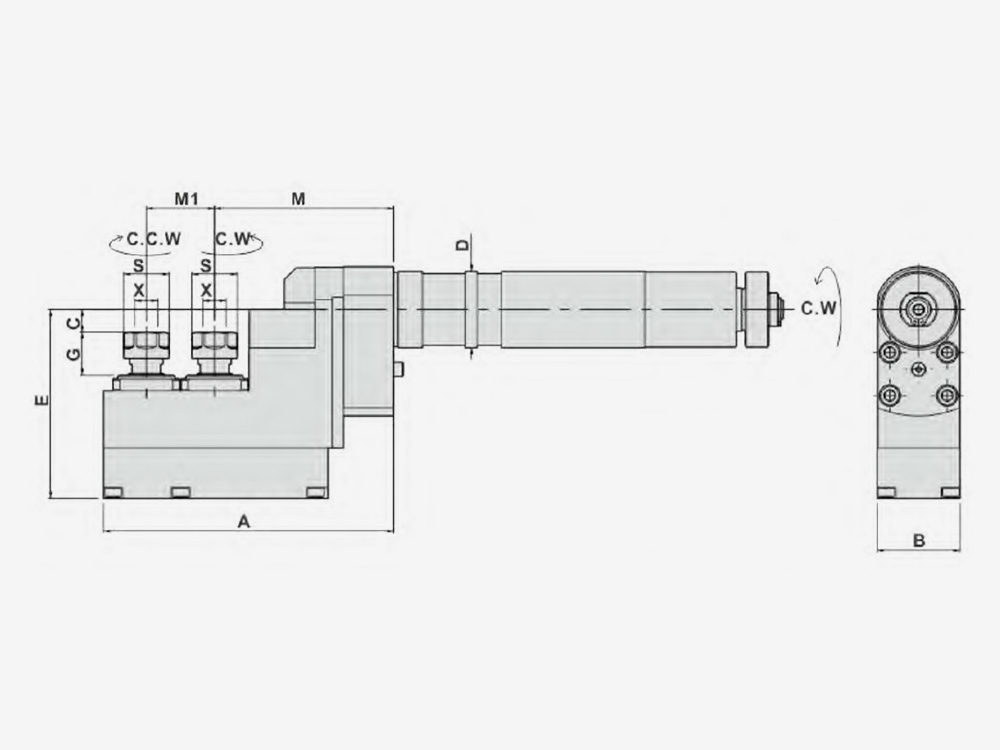 MILLING AND DRILLING HEAD DOUBLE HEADS-OFFSET Main Tool Post-End Surface Machining