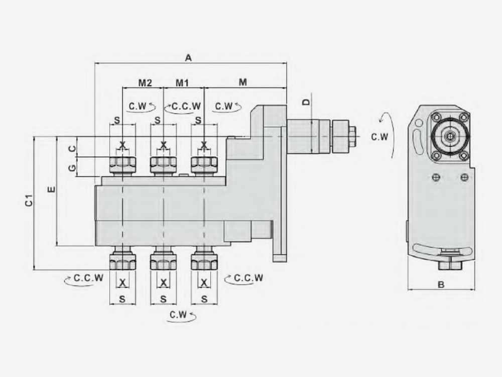 MILLING AND DRILLING HEAD MULTI HEADS-OFFSET Main Tool Post-End Surface Machining