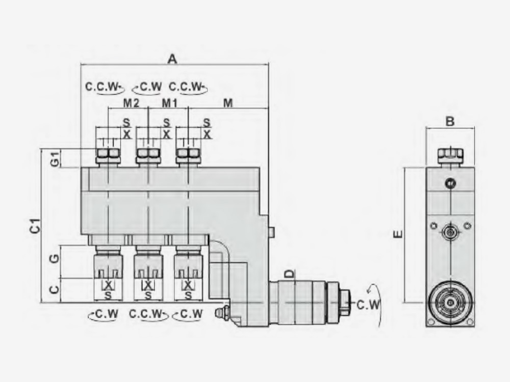 DRILLING AND MILLING HEAD DOUBLE HEADS-OFFSET Main Tool Post/Sub Tool Post-End Surface Machining