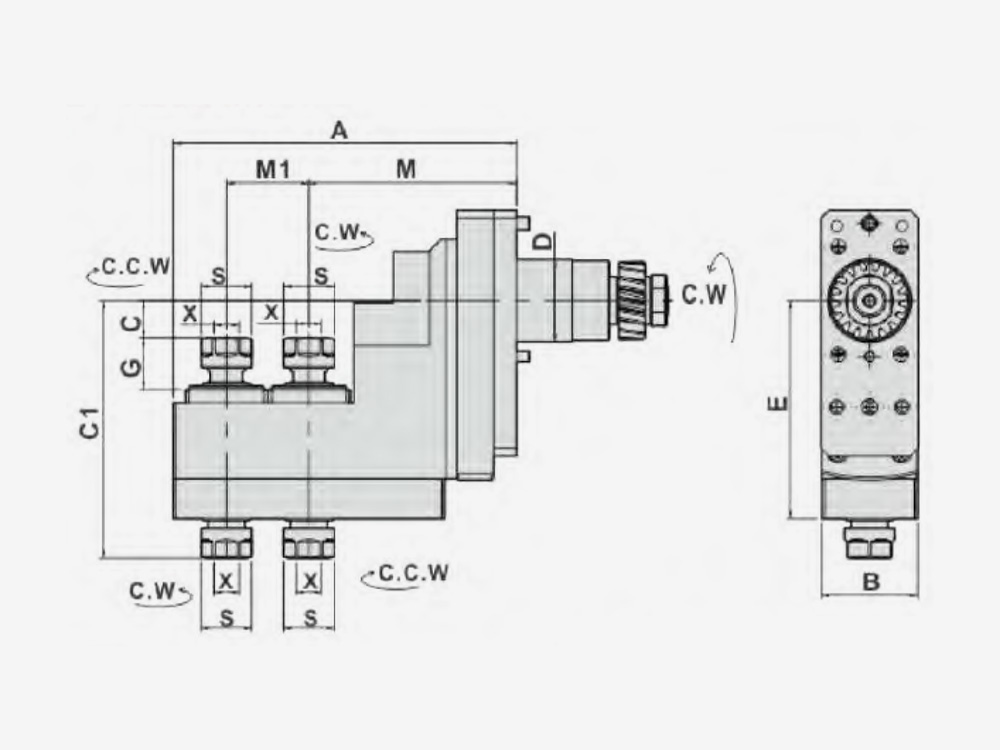 MILLING AND DRILLING HEAD MULTI HEADS-OFFSET Main Tool Post-End Surface Machining