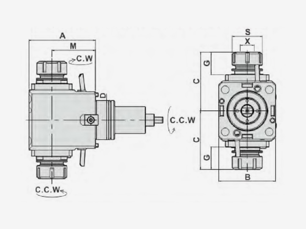 RADIAL MILLING AND DRILLING HEAD DOUBLE HEADS