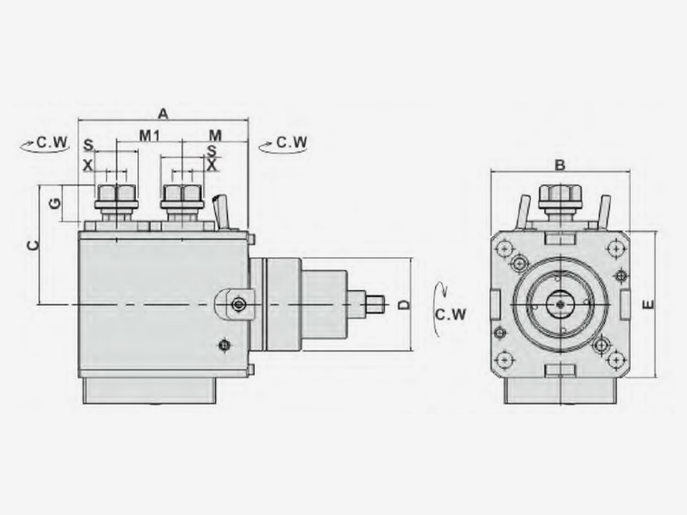 RADIAL MILLING AND DRILLING HEAD DOUBLE HEADS