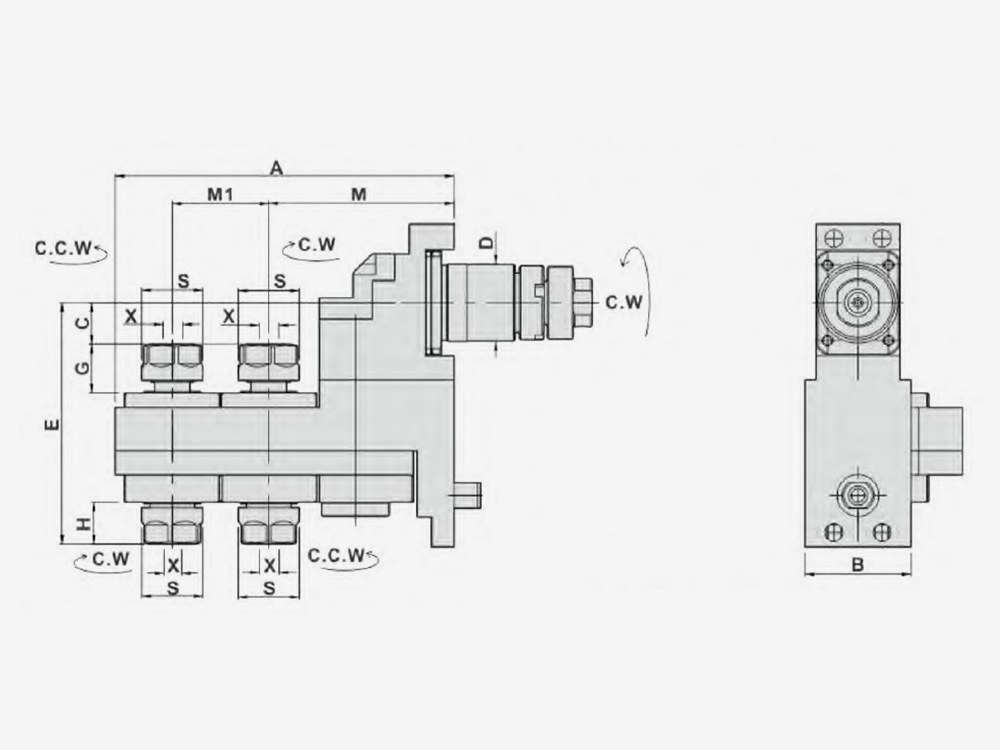 MILLING AND DRILLING HEAD MULTI HEADS-OFFSET Main Tool Post-End Surface Machining
