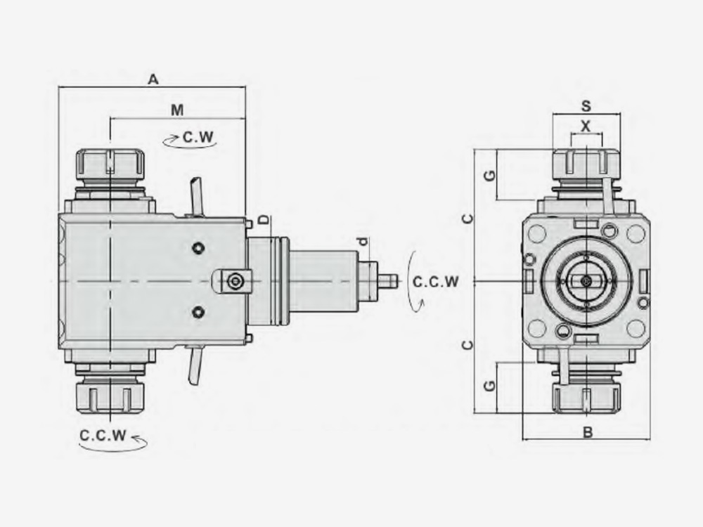 RADIAL MILLING AND DRILLING HEAD DOUBLE HEADS