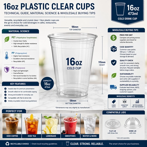 16OZ Plastic Clear Cups